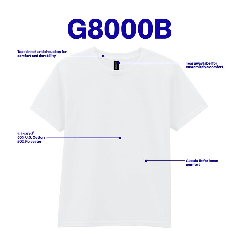 Gildan Youth DryBlend T-Shirt, Style G8000B, 2-Pack, White, Large - Image 5